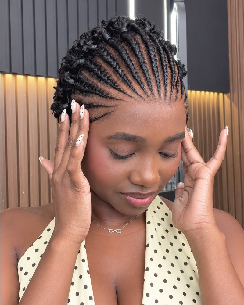 Urban Grace Cornrow Braid 13x6 Lace Wig with Short Curly Back