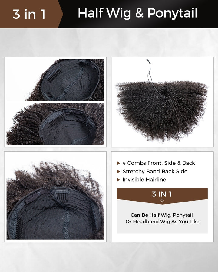 Kinky Coilys Adjustable Drawstring Half wig