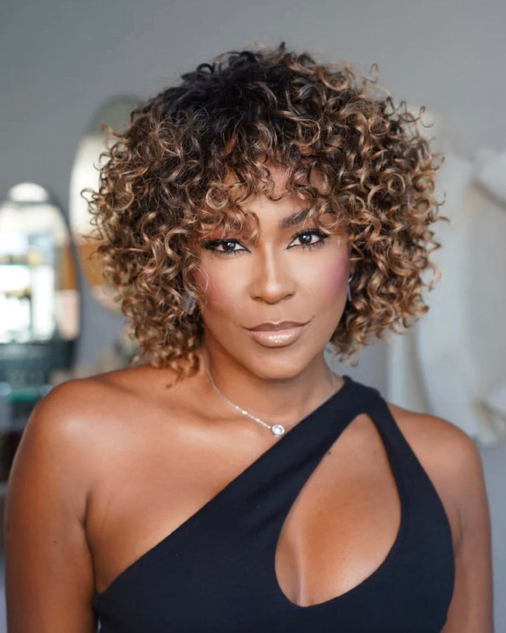 Wear & Go Short Ombre Dark Golden Blonde Brazilian Curly Wig