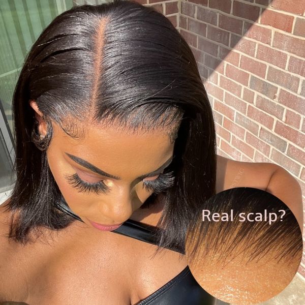 13X4 Lace Frontal Elegant Short Yaki Straight Wig Instyle wig