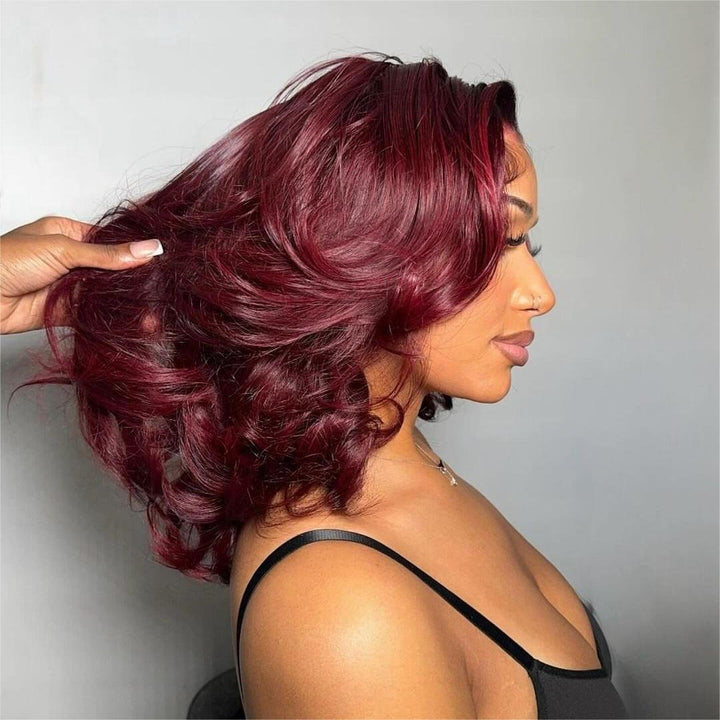 Burgundy Layered Wavy 13x4 Lace Frontal Wig