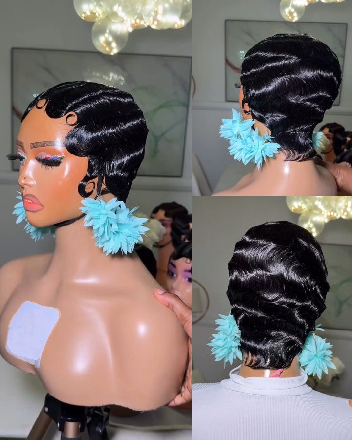 Wear & Go Styled Finger Wave Wig Human Hair