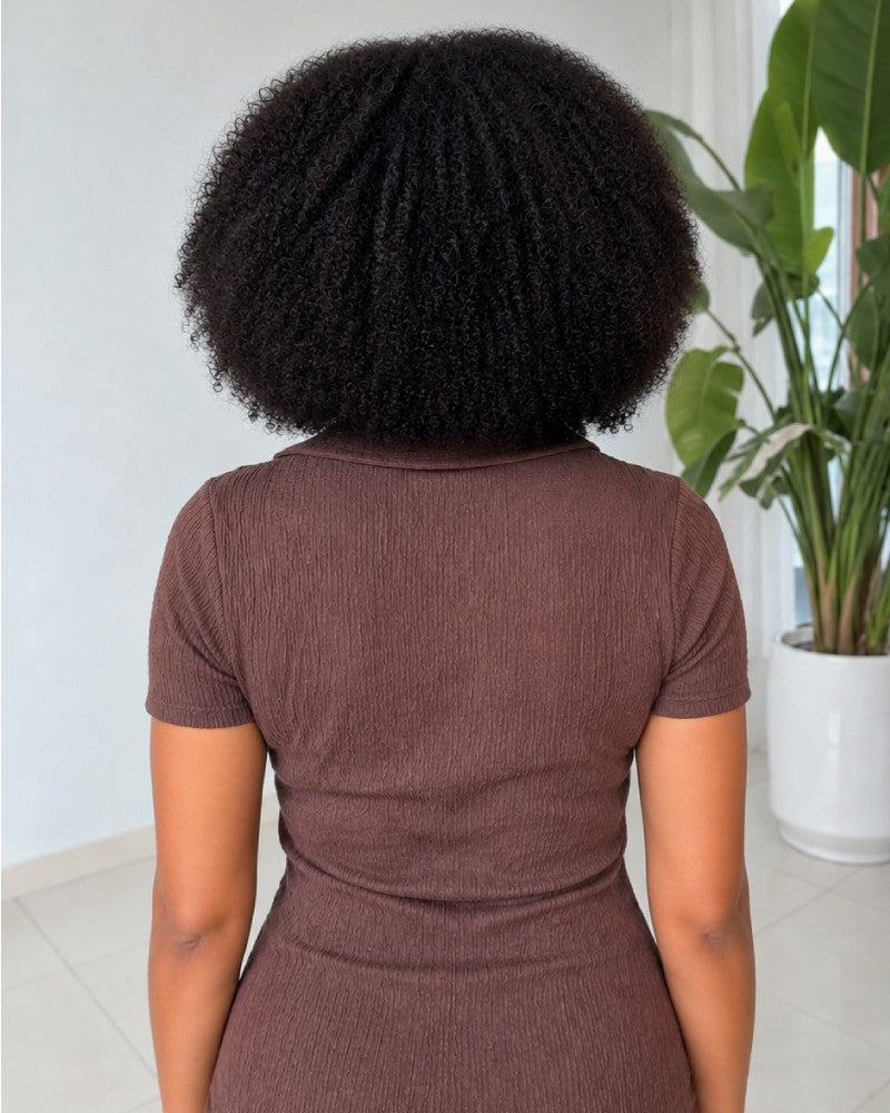Wear & Go Fluffy Afro Kinky Curly 13x4 Lace Front Wig With M Hairline