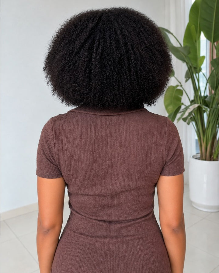 Wear & Go Fluffy Afro Kinky Curly 13x4 Lace Front Wig With M Hairline