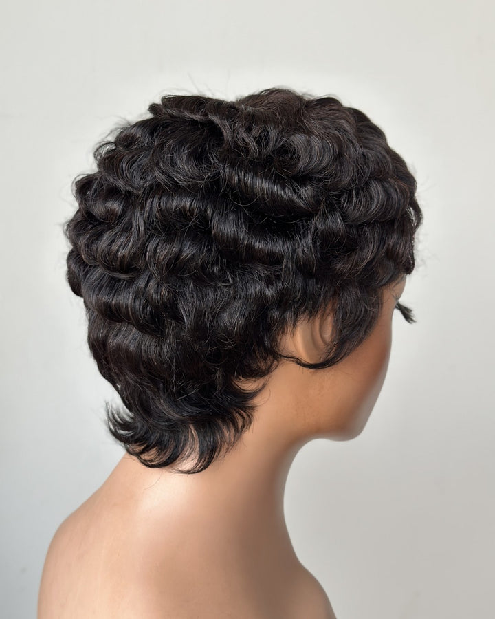 Full Lace Finger Wave Short Pixie Human Hair Wig