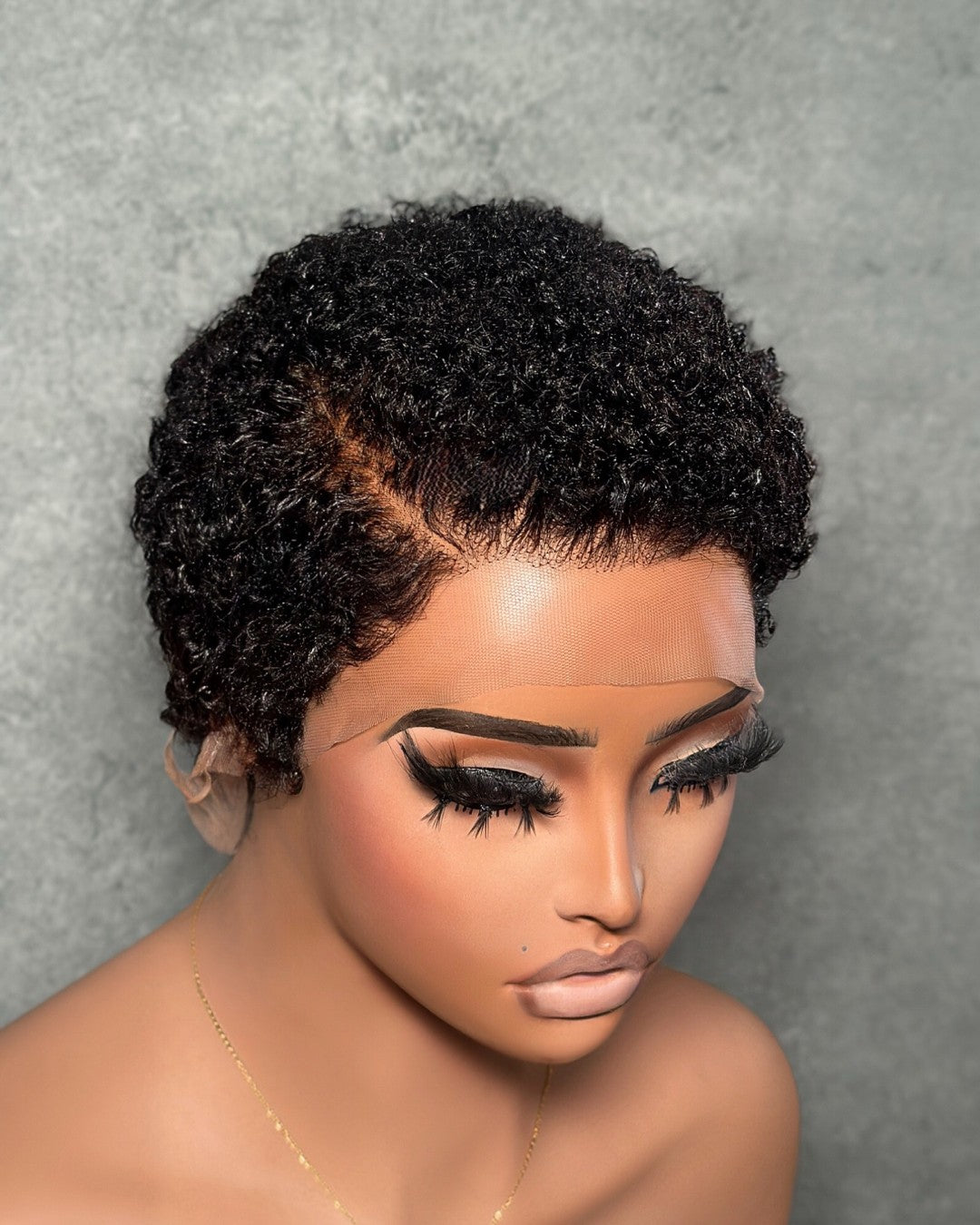 Full Lace Side Part Curly Pixie Cut Wig With Drawstring