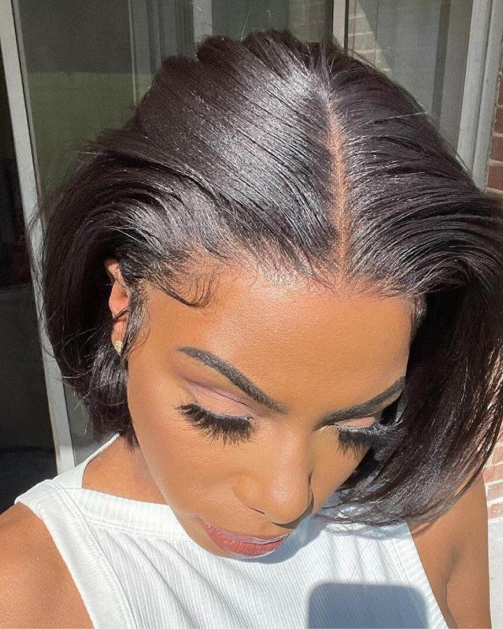 Short Straight Blunt Cut 13x4 Lace Frontal Wig