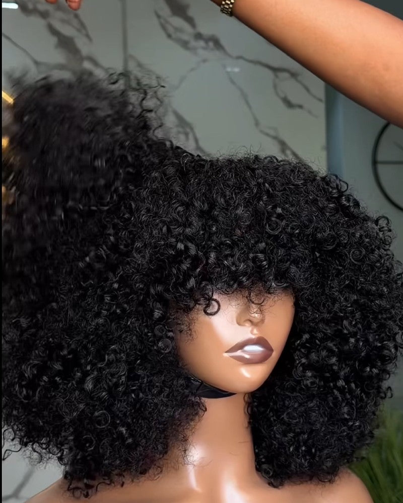 Glueless Curls Human Hair Versatile Fringe Wig
