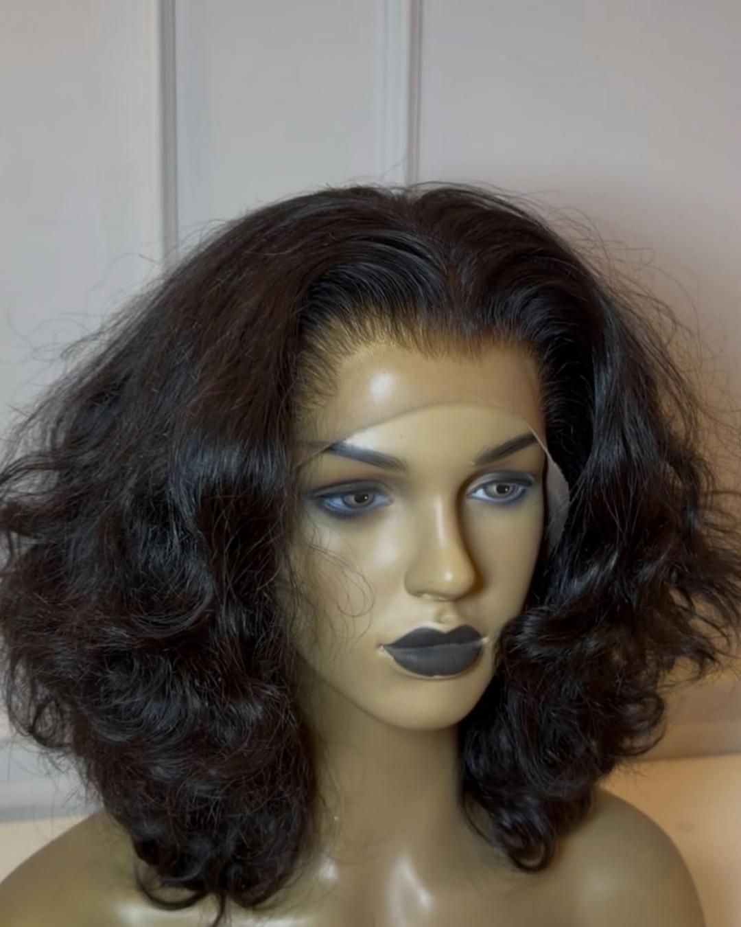 Natural Black Layered Wavy 13x4 Lace Ftont Wig