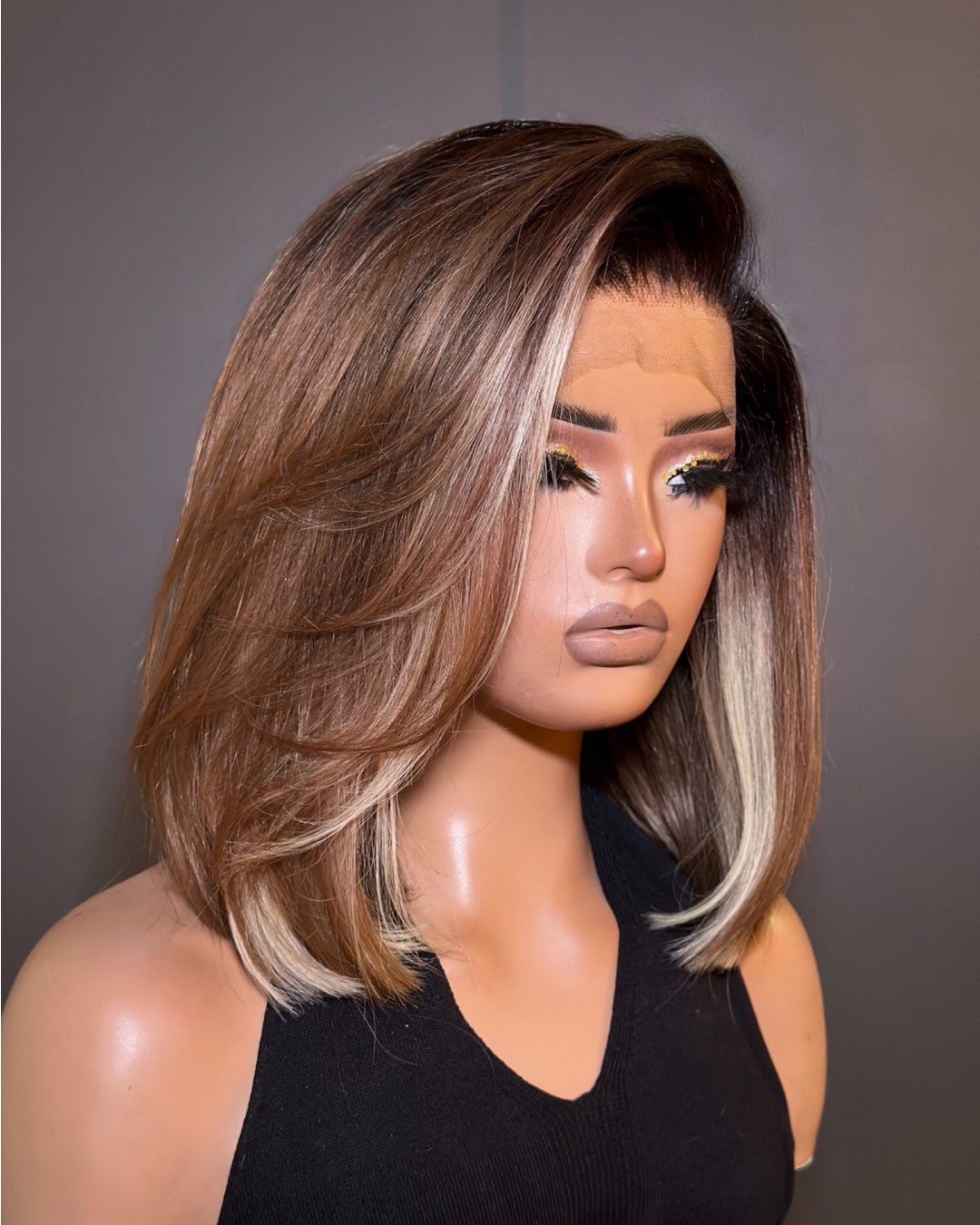 Ombre Brown And 613 Blonde Highlight 13x4 Lace Front Wig