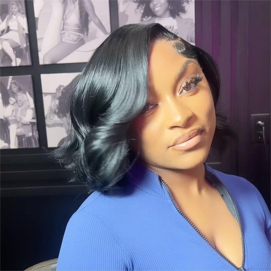 Side Part Layered Wave Bob 13x4 Lace Frontal Wig – Instyle wig