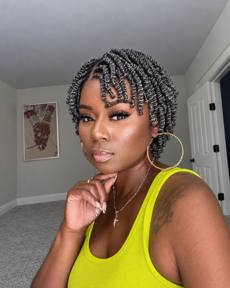 Salt and Pepper HD Full Lace Twist-out Afro Pixie Wig