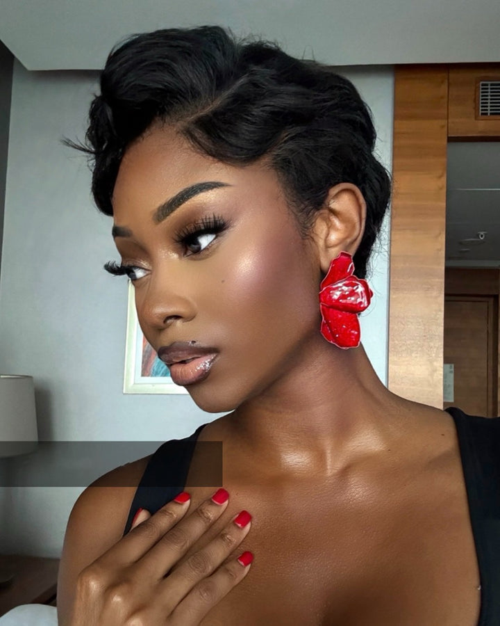 Short Wave Lace Front Wig Side Part Wig 100% Human Hair