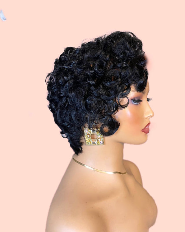 Side Part Glueless Pixie Curls 13x4 Lace Front Wig