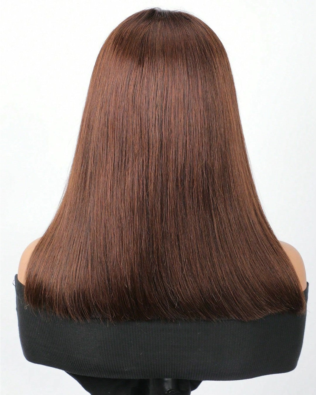 Brown Color Layered Bangs Straight 5x5 Lace Wig