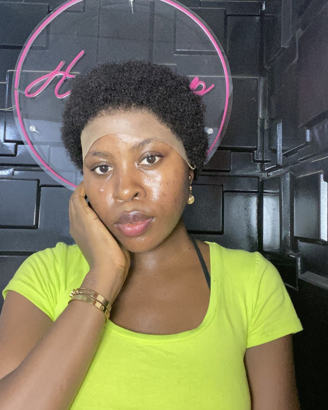 Full Lace Natural Black Afro Low Cut Wig