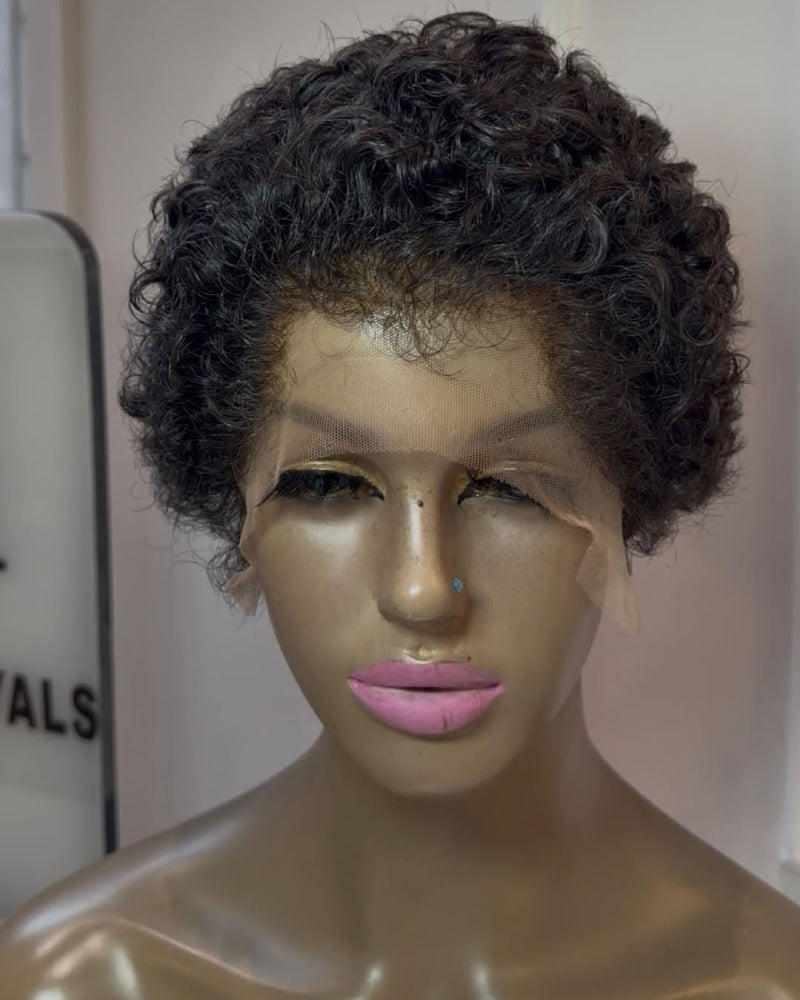 Natural Black Curly Lace Front Wig With Hybrid Hairline
