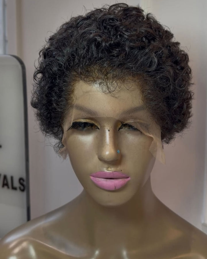 Natural Black Curly Lace Front Wig With Hybrid Hairline