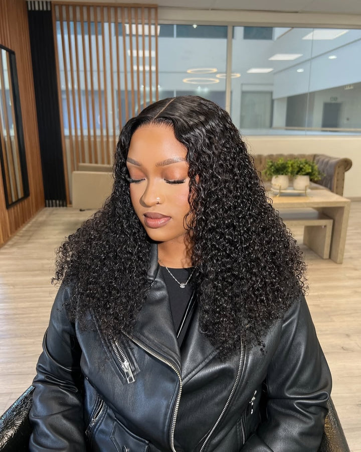Luxurious Middle Part Jerry Curl 5x5 Lace Clsoure Wig