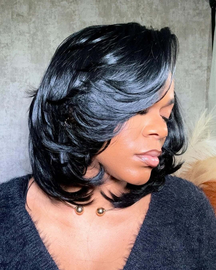 Heavy Layering Style Raw Indian Wavy Lace Closure Wig