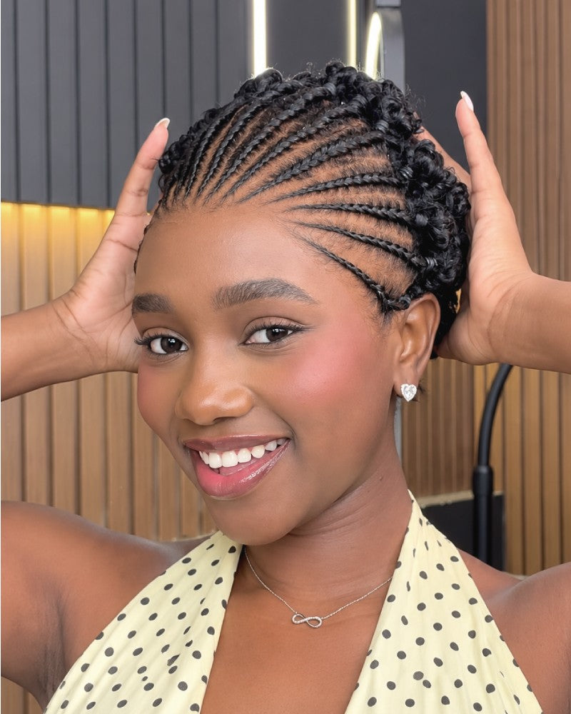 Urban Grace Cornrow Braid 13x6 Lace Wig with Short Curly Back