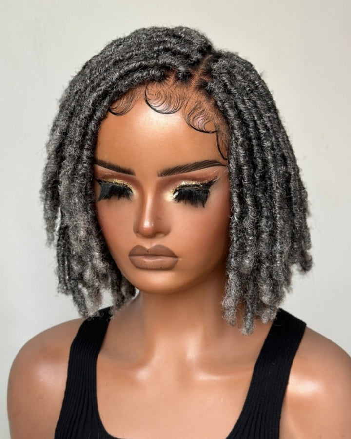 Salt and Pepper HD Full Lace Twist-out Pixie Wig with Baby Hairs