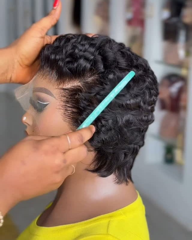 Finger Wave Pixie Style Full Lace Wig