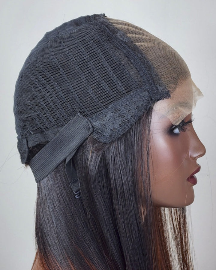 Straight Hair Ombre Brown 5x5 Lace Closure Wig