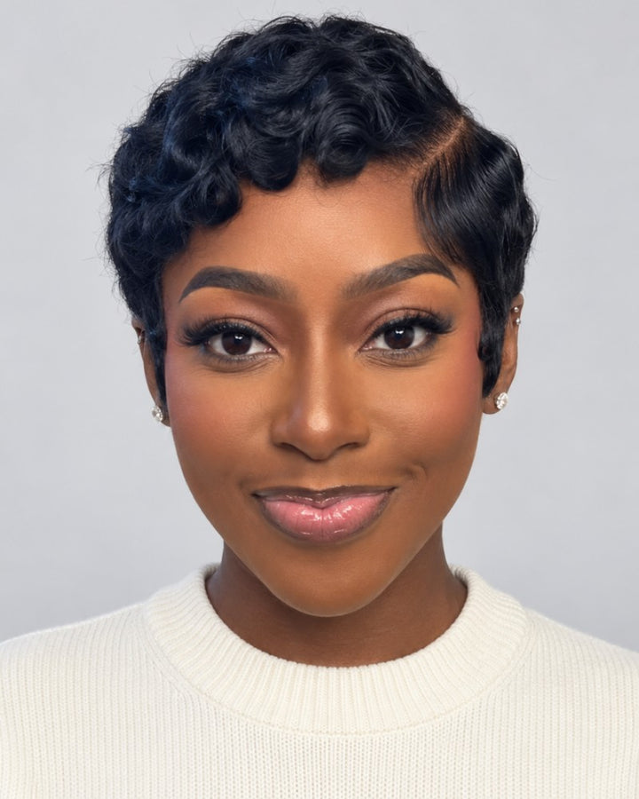 Elegance Side Part Pixie 13x6 Lace Wig with Finger Waves