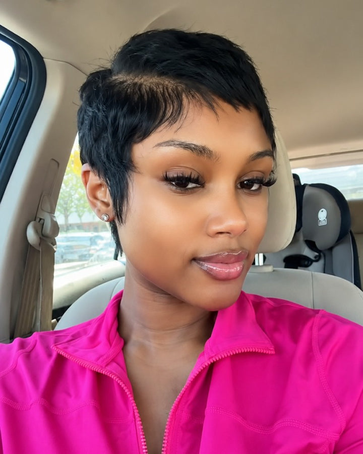 Realistic Full Lace Side Part Layered Pixie Cut Wig