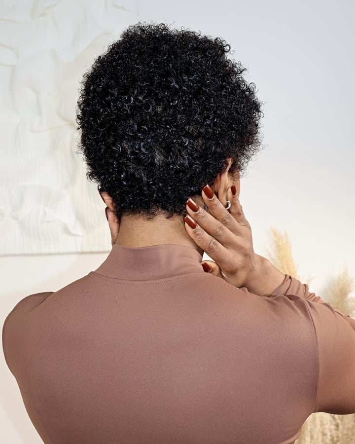 Full Lace Minimal Curly Afro Pixie Cut Wig With Drawstring