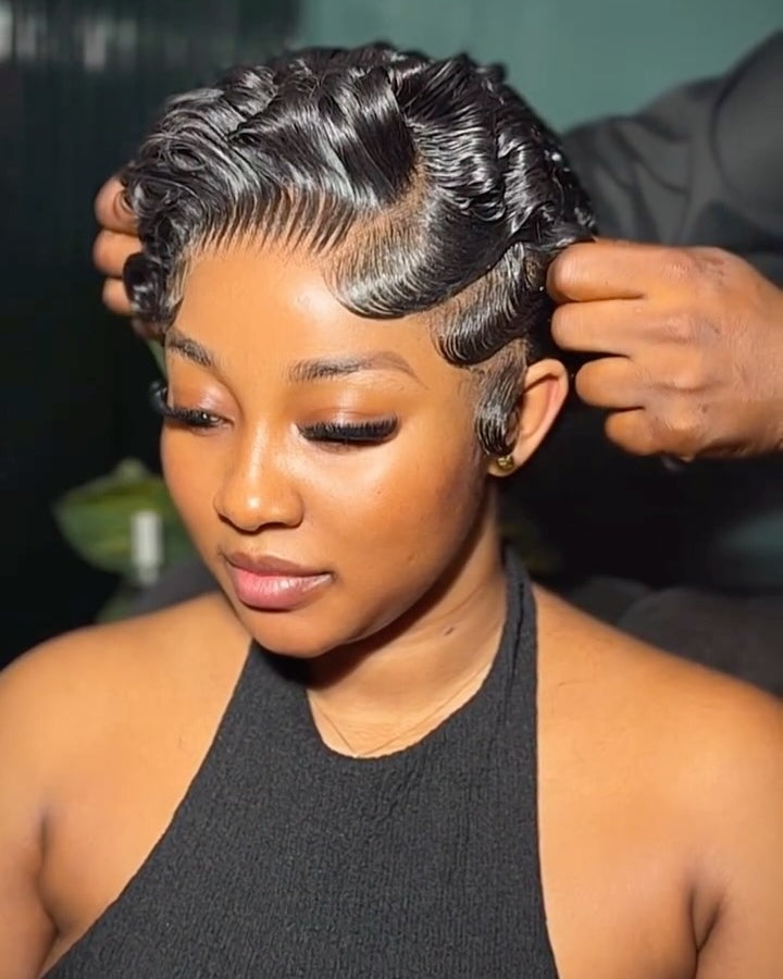 Finger Wave Multi-layered Curly 13x4 Lace Front Wig