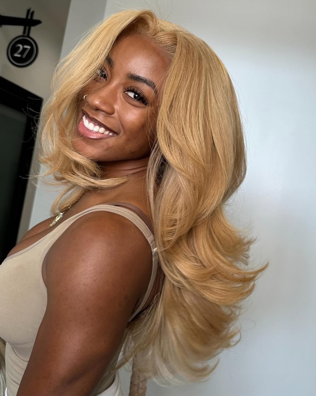 Barbie Blonde Layered Bangs Wave 5x5 Lace Closure Wig