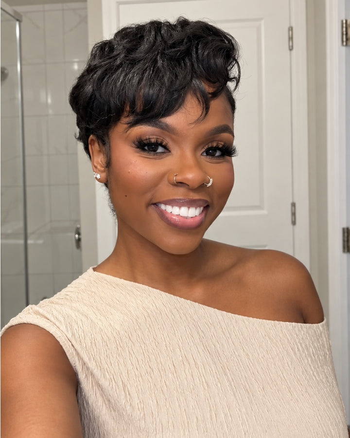 Retro Allure Side Part Curly Pixie 13x6 Lace Wig
