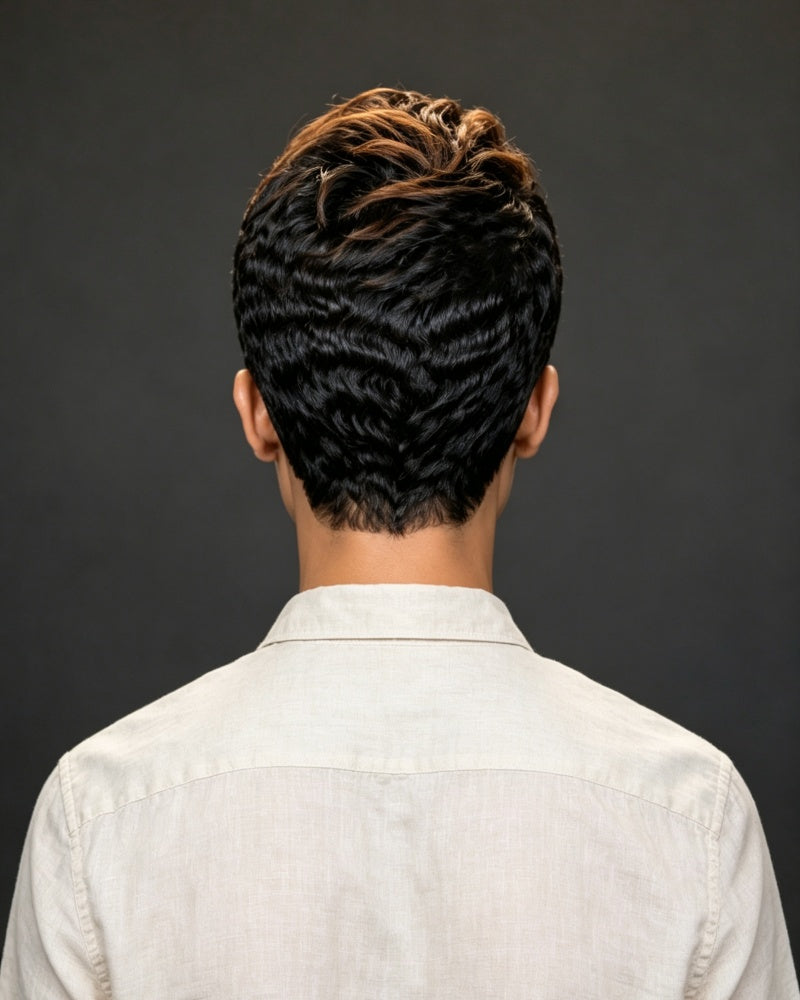 Boss Lady Style Short Pixie 13x6 Lace Wig with Highlights Bangs
