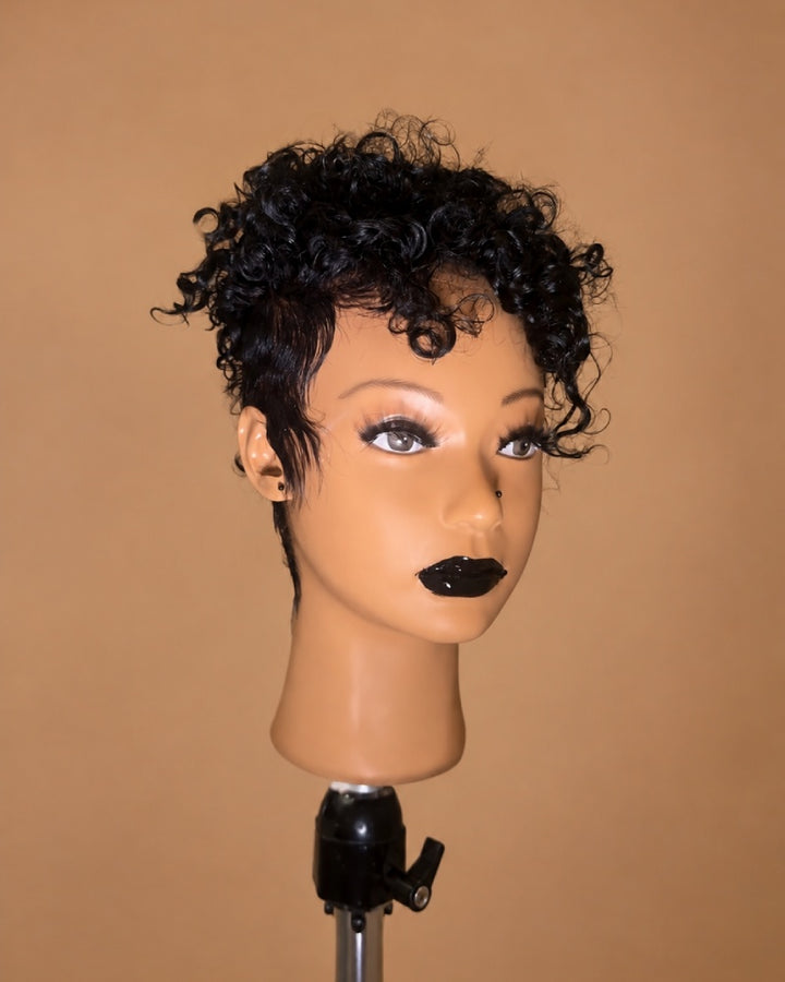 Bold Full Lace Short Curly Pixie Wig with Tapered Sides