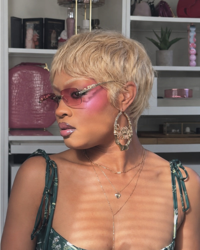 Wear & Go Tousled Blonde Pixie Mullet Wig With Wispy Bangs