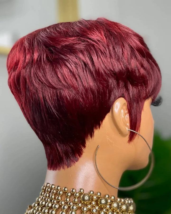 Short Pixie Cut Glueless Human Hair Wig With Bangs