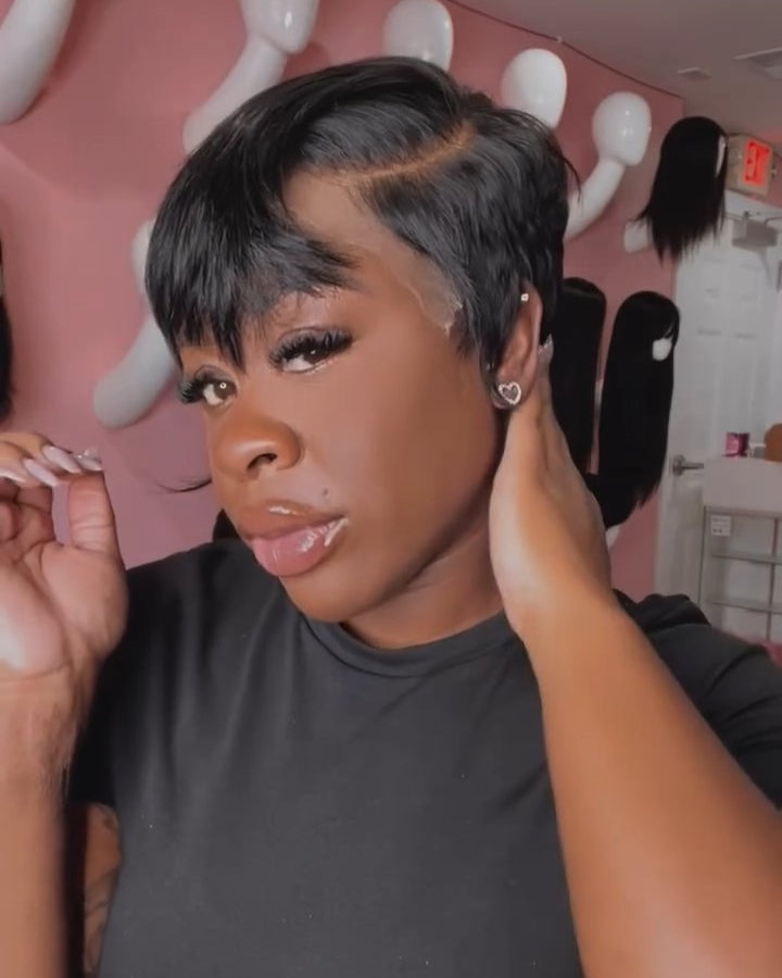 Side-Parted Short Pixie 5x5 Lace Closure Wig