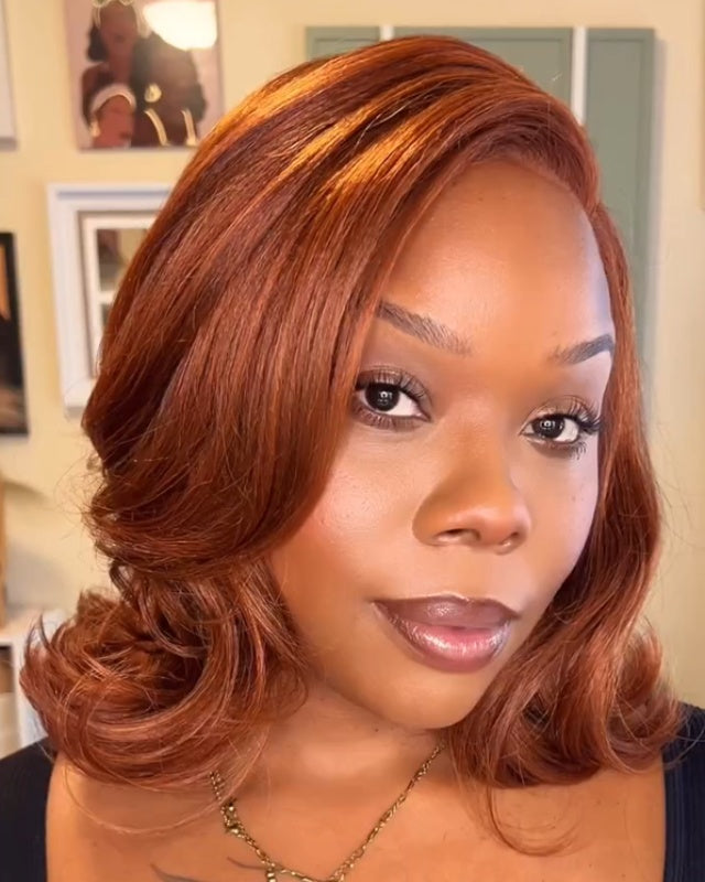 Ombre Copper Wave Layered  13x4 Lace Front Wig