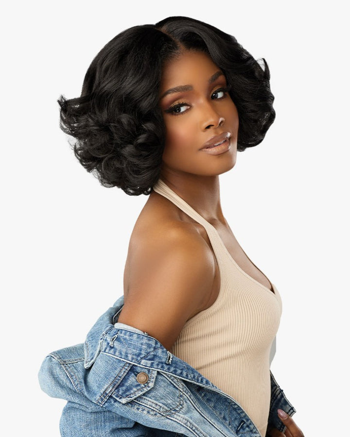 Bouncy Natural Kinky Straight Layered Cut With 4C Kinky Edges Wig