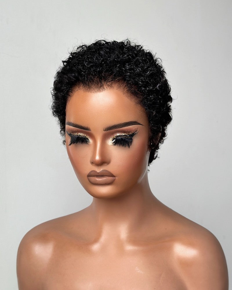 M Hairline Slick Back Water Wave Short Pixie Cut Full Lace Wig