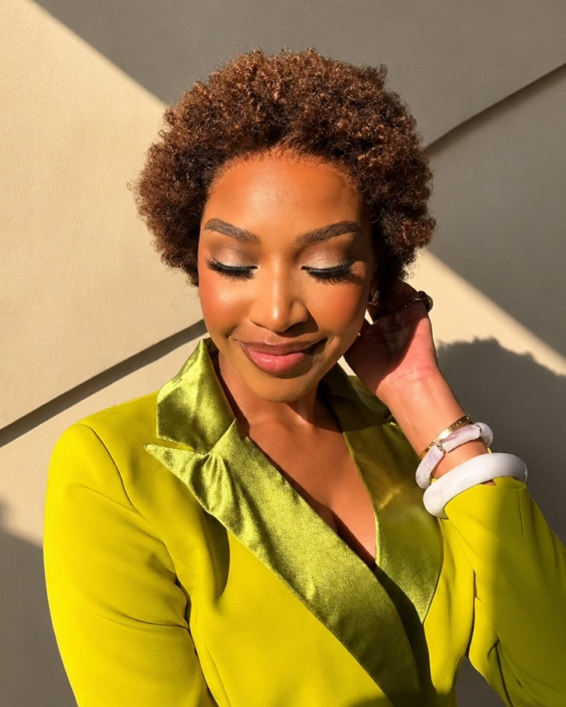 Sculpted Brown Short Afro Curly Pixie 13x4 Lace Front Wig