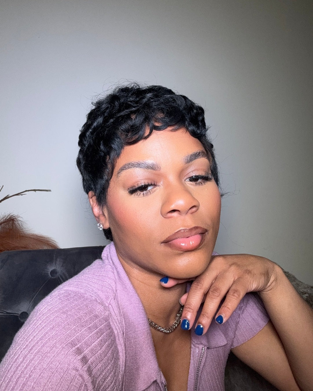 Natural Realistic Short Pixie Cut Curly Full Lace Wig