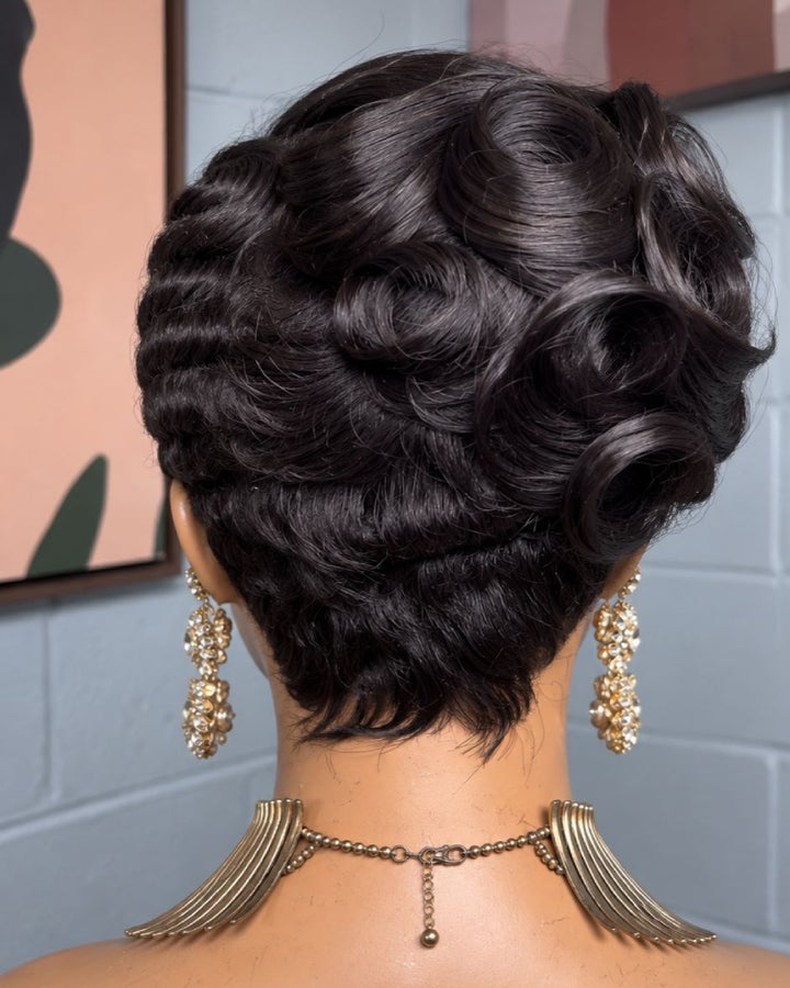 Gala Glam Sculpted Curl Pixie 13x6 Lace Wig with Finger Waves