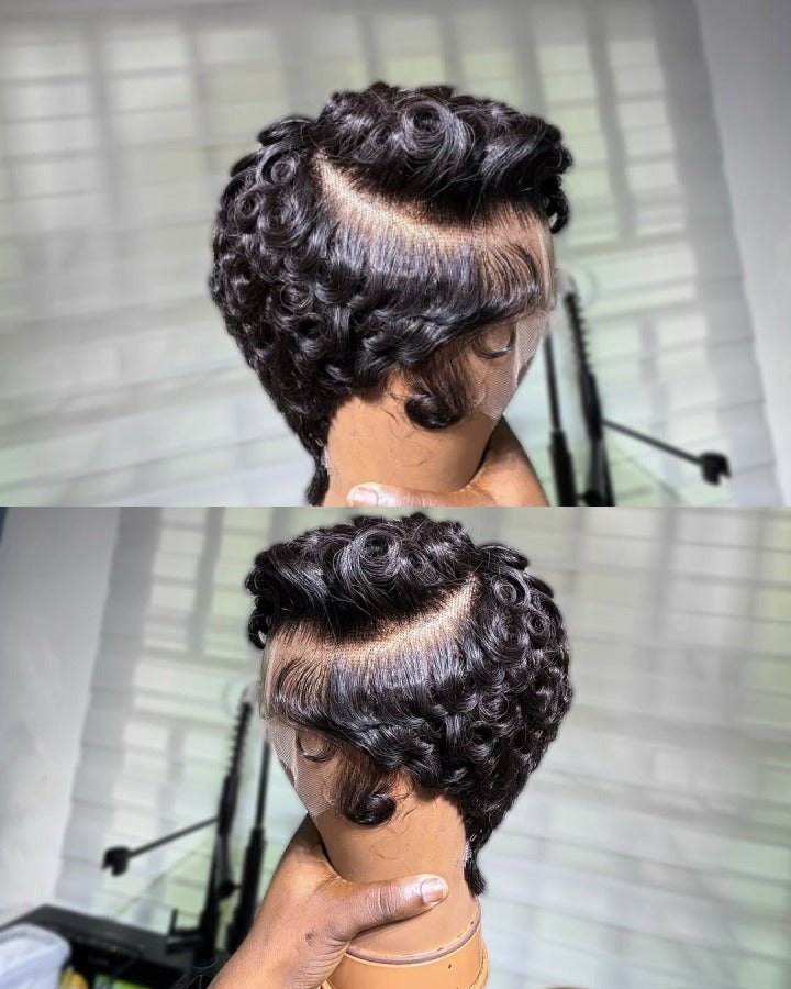 Finger Wave Short Pixie Full Lace Wig