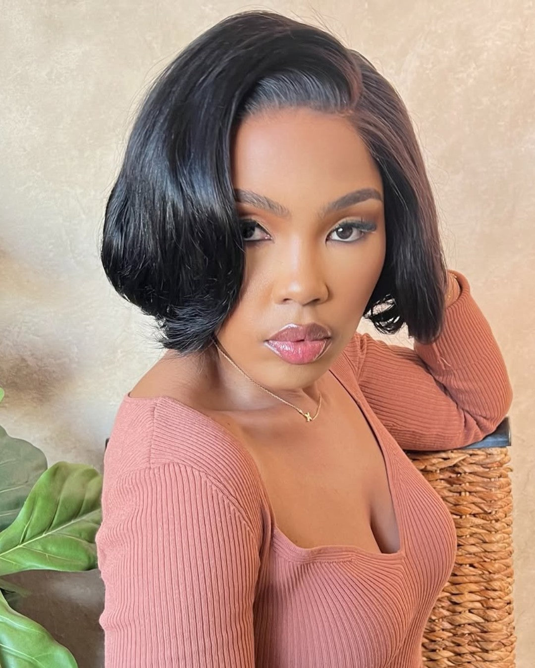 Side Part Layered Wave Bob 5x5 Lace Closure Wig