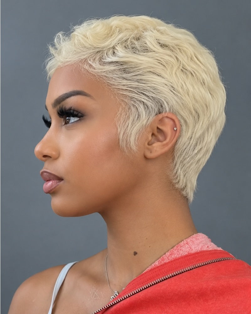 Short Layered 613 Blonde Pixie Cut 13x6 Lace Front Wig