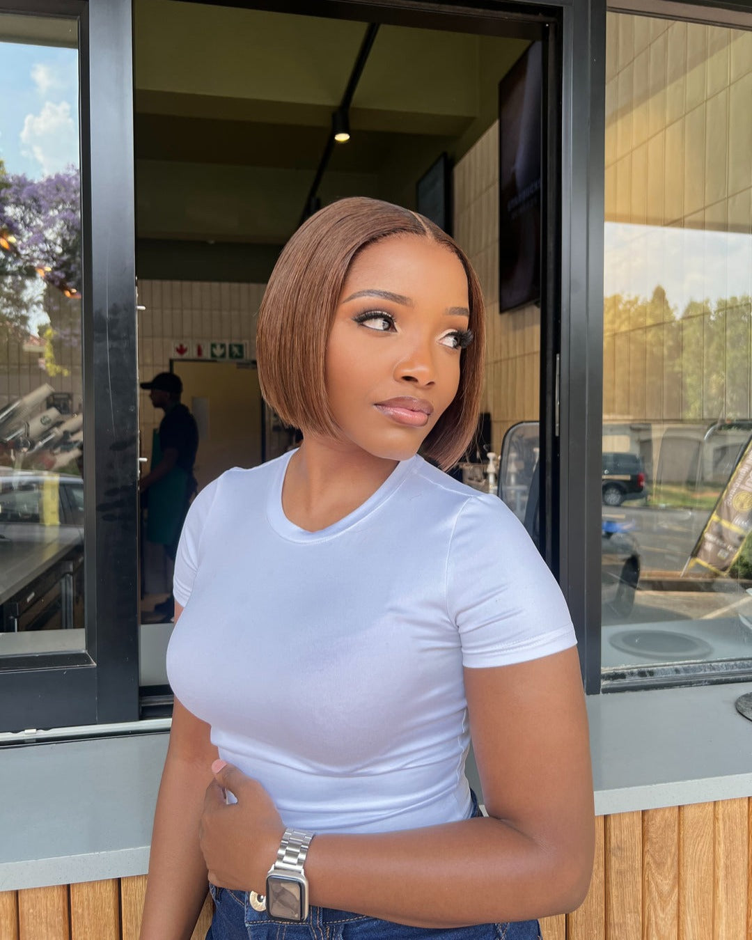 Brown Glueless & Ready To Wear Sleek Bob Pre-cut Lace Closure Wig