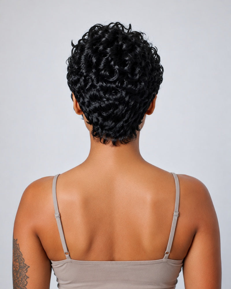 Chic Full Lace Pre-styled Layered Finger Wave Curly Wig with Side Part